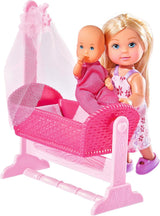 Simba 105736242 - Evi Love Doll Cradle 2 Assorted Evi som Nanny med Cradle and Baby Fashion Doll 12cm för 3 år och uppåt