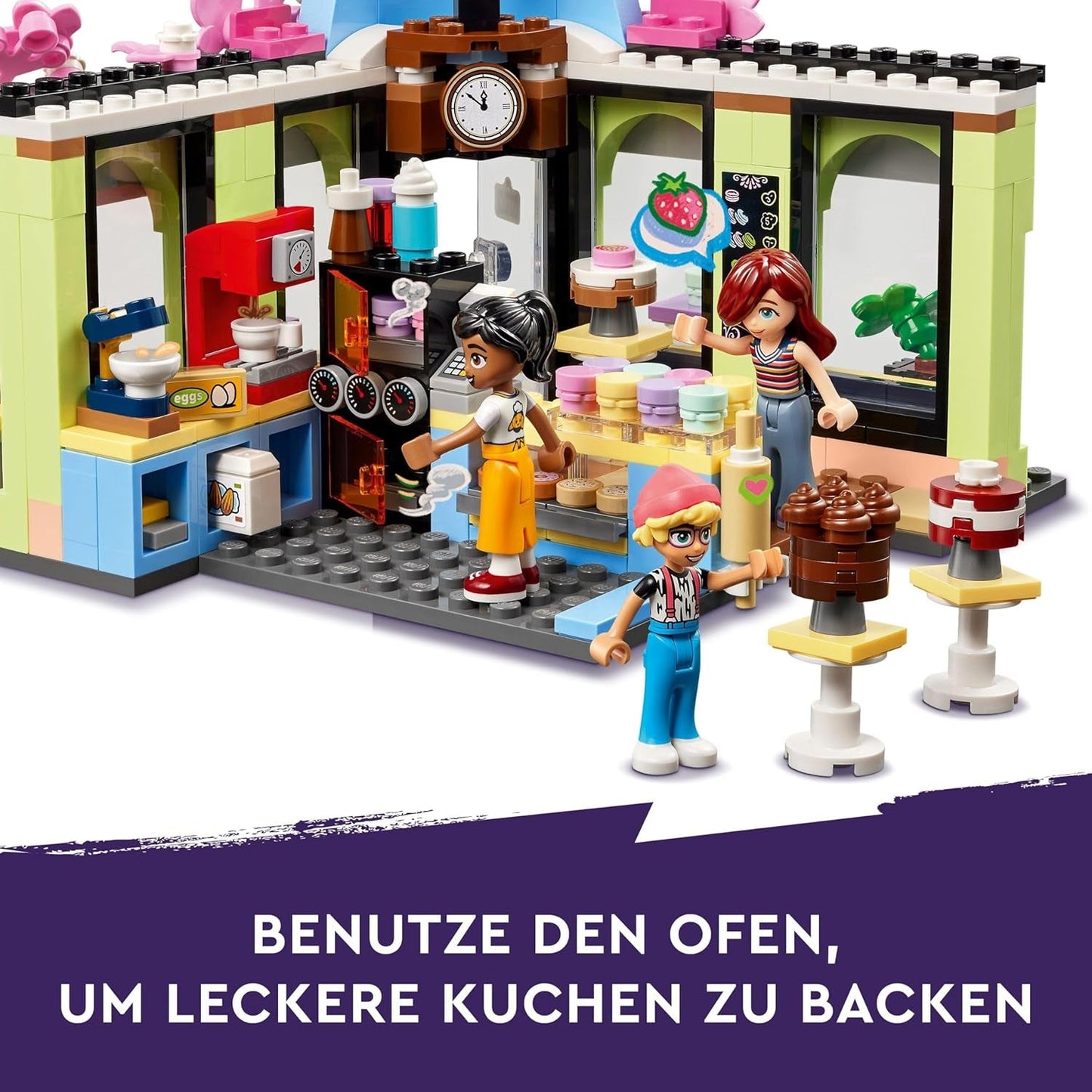 LEGO Friends Heartlake City Café, barnleksak, leksaksbageri, presentidé för flickor och pojkar 6+, set med 3 lekfigurer och hundfigur 42618 Byggset Besuche den LEGO-Store