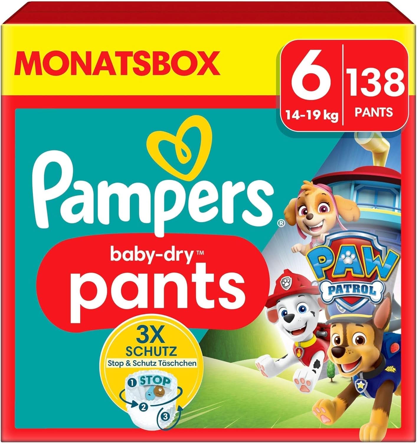 Pampers blöjor Paw Patrol Pants storlek 5 (12-17Kg) Baby-Dry, Junior med Stop and Protect-ficka, MÅNADSBOX, 160 blöjor Naty Shop