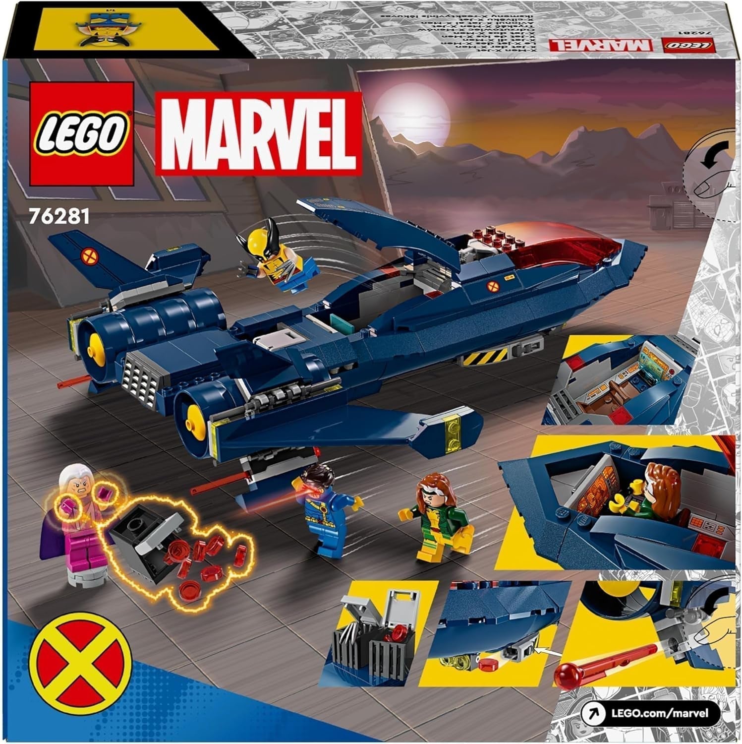 LEGO Marvel X-Jet X-Men Building Model Plane med figurer inklusive Wolverine och Rogue Superhero Toy för barn Present för pojkar och flickor 8 år gamla 76281 Byggset Beuche den LEGO-Store