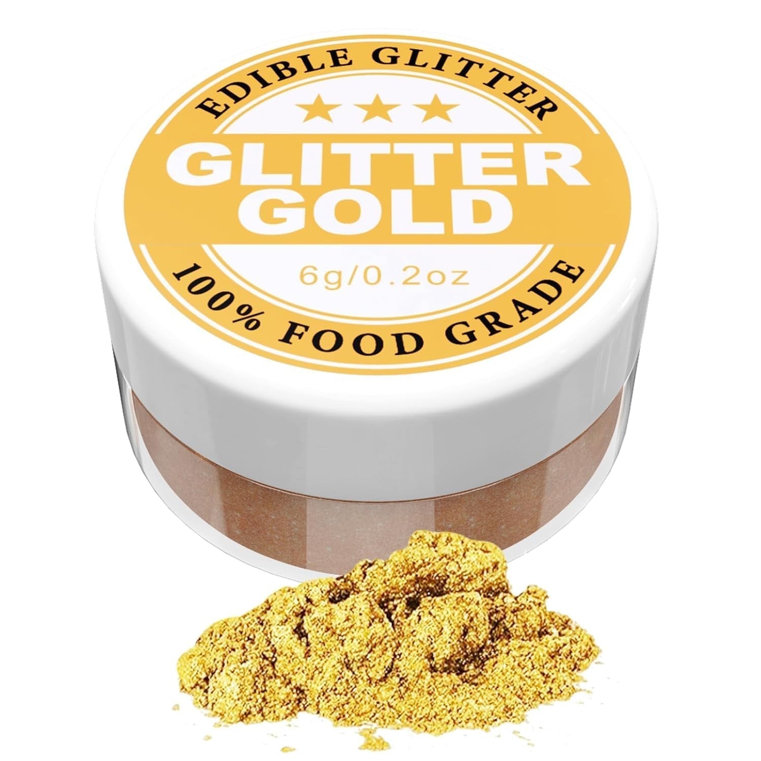 Ätbart glitter - 6G matfärgningspulver för choklad, jordgubbar, muffins, kakor, fondant (guld)