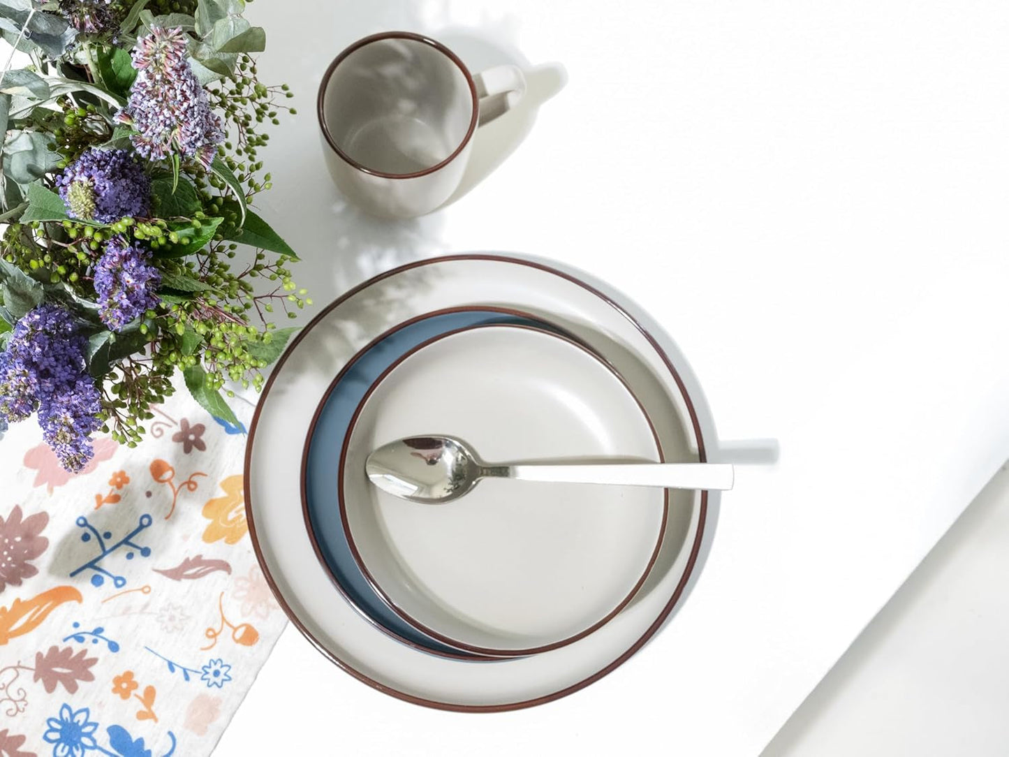CreaTable, 21016, Modern Scandic Blue-Grey Series, 16-delad servisset, Porslinskombinationsservice, Diskmaskin och mikrovågssäker, Kvalitetstillverkning