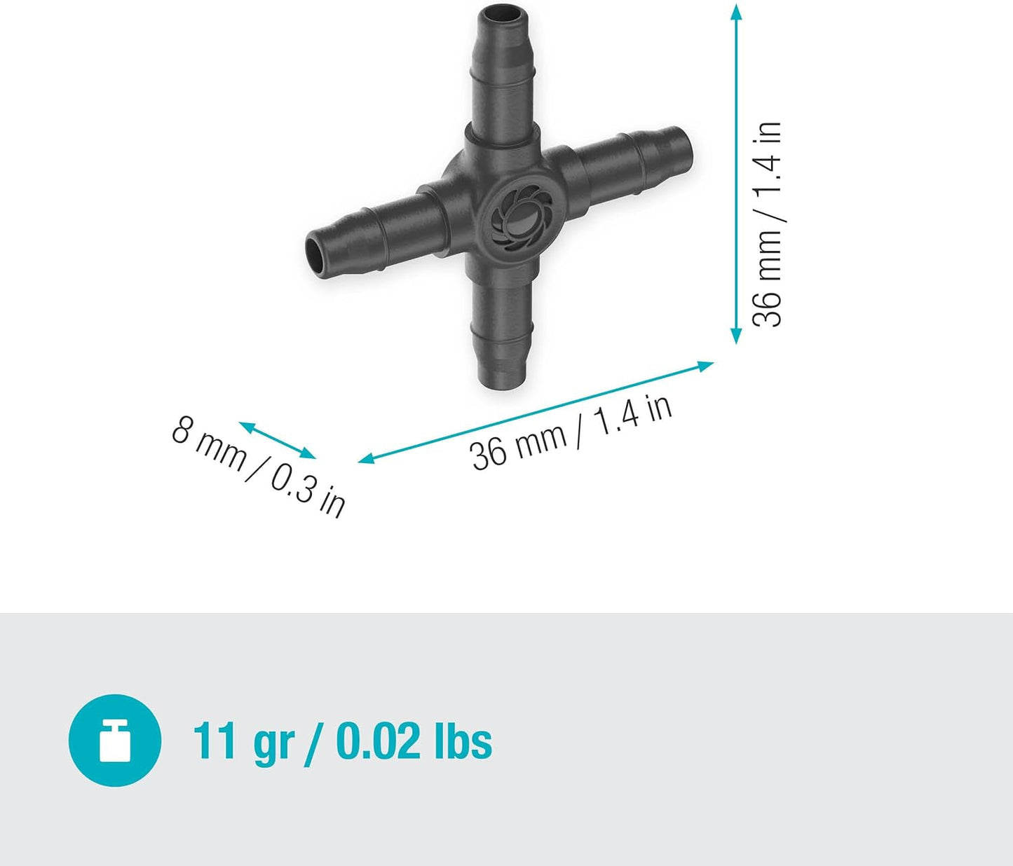 Gardena Micro-Drip-System - Korsanslutning 4,6 mm (3/16 tum): Tillbehör för grendistribution och droppledningar, knäckfri installation med Easy & Flexible anslutningsteknik (13214-20)