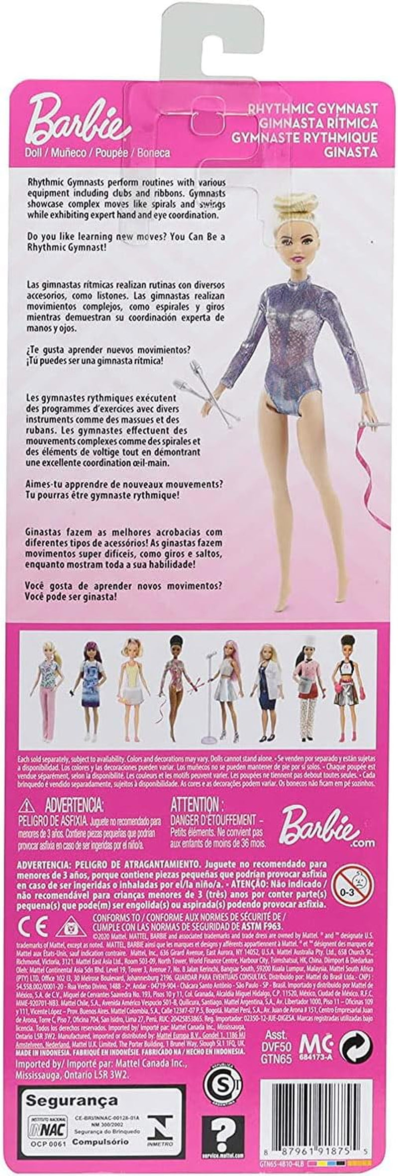 Barbie You Can Be Anything Serie Blont hår Rytmisk Gymnastik Tillbehör Docka ingår Barn Presentleksak Ålder 3+ GTN65