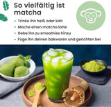 Purechimp Matcha-pulver av ceremoniell kvalitet 50 g. 100 % ren nyansodlat tepulver för lattes, infusioner och recept. Återvinningsbar burk. Rik på antioxidanter.