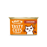 Lily's Kitchen, gjord med naturliga ingredienser, läckra tuggor i kycklingsås, våtfoder för vuxna katter, 70 g burk