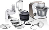 Matberedare Bosch Series 4 MUM5X720, integrerad våg, skål i rostfritt stål 3,9L, mixer 1,25L, 1000W Tillbehör Mat och amning Bebe Naty Shop Integrerad våg Vit 2 tillbehör