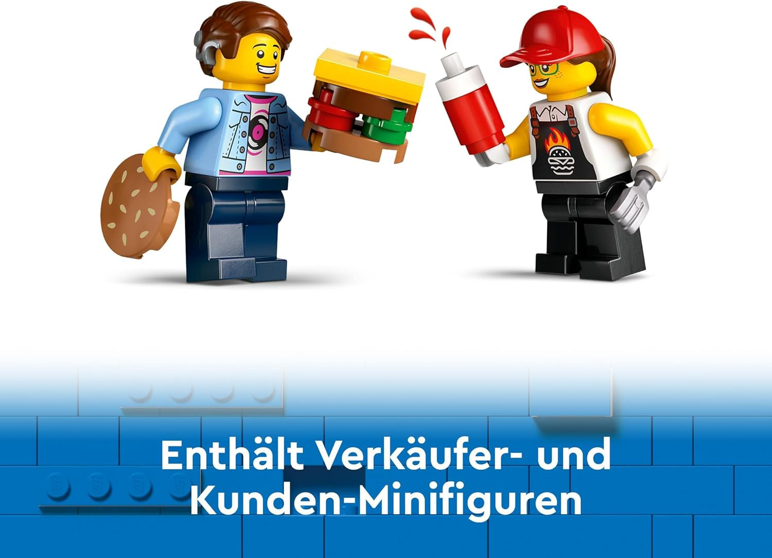 LEGO City Burger Truck Byggset med leksaksbil för 5-åringar, Food Truck minifigur och tillbehör, rolig present till pojkar och flickor 60404 Byggset Besuche den LEGO-Store