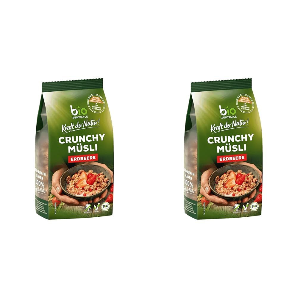 Krispig müsli med bär Biozentrale | 375 g ekologisk müsli | Perfekt för frukost och din kopp takeaway-müsli | Ett alternativ till müslibars