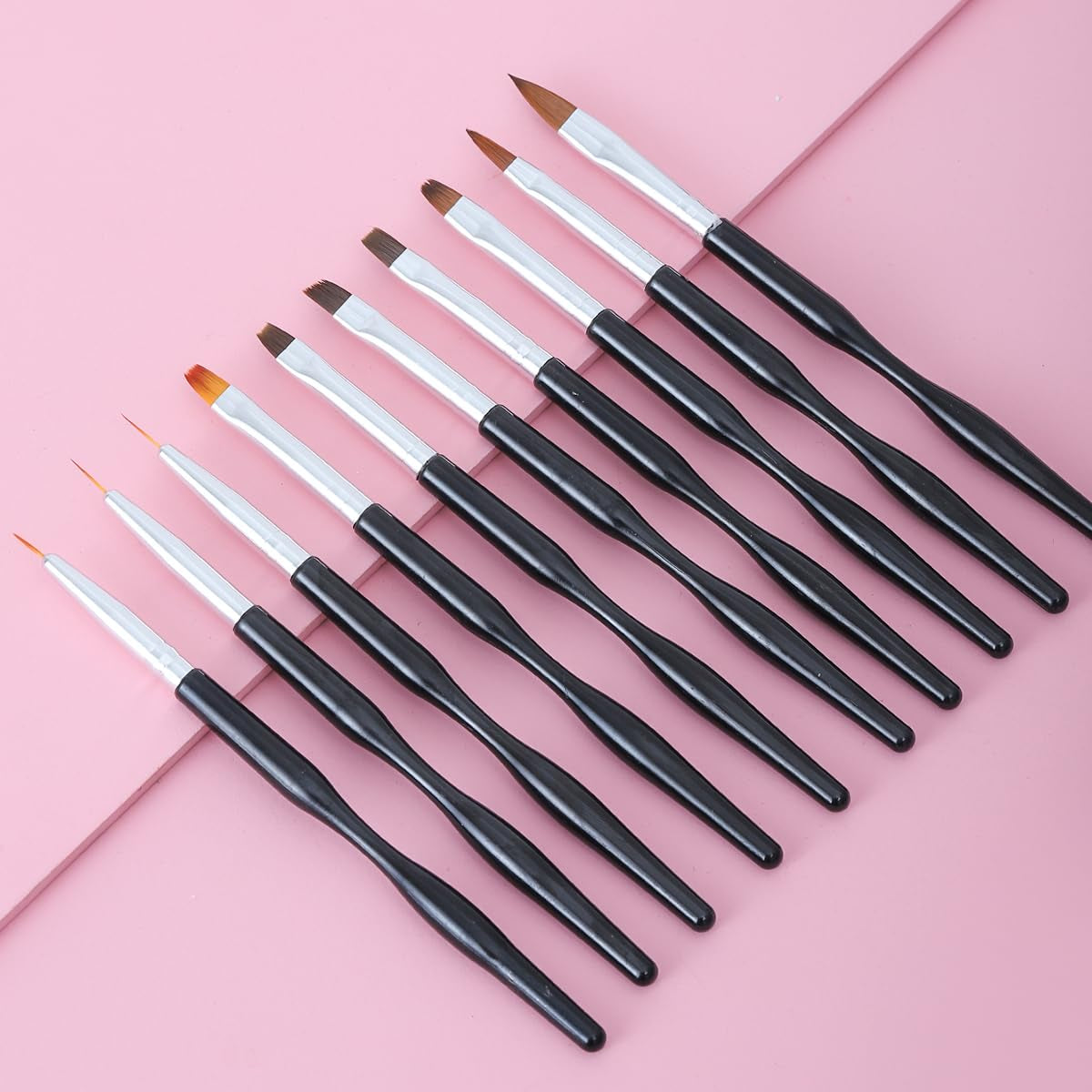 Nail Art Pinsel Set, 10st Nageldesign Malerei Pinsel, Professionelle Nail Art Design Pinsel, Nail Fine Liner Pinsel, Schwarz
