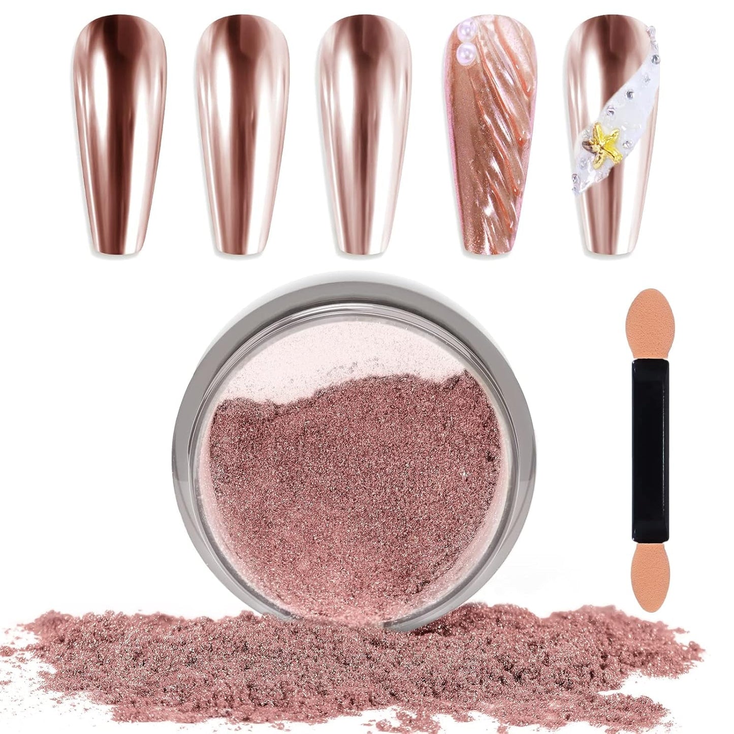 Chrome Nagel Pulver Spiegel Effekt Metallic Staub Holographische Glitter Glasierte Maniküre Dekoration Reflektierendes Pigment Für DIY Gel Polish Nail Art, Harz Handwork, Geschenke Für Gold