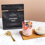 Havregryn över natten med protein | Mörk choklad och hallon | Proteinrik frukost | Snack med låg sockerhalt | Havregryn med lågt GI | 500 g
