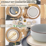SÄNGER Bombay Moonlight | 12 delar keramiskt servisset för 4, 4 mattallrikar, 4 desserttallrikar, 4 skålar, olika färger | VÄRDESAMLING