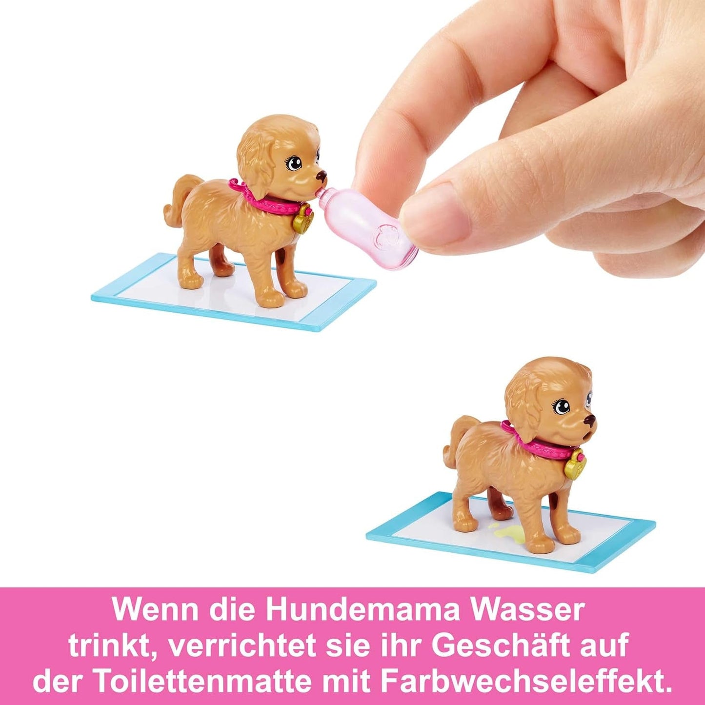 Adoption Barbie Puppy - Docka och 2 valpar, med adoptionscertifikat, färgbyteseffekt, bur och tillbehör, för barn från 3 år och uppåt, 86 HKD