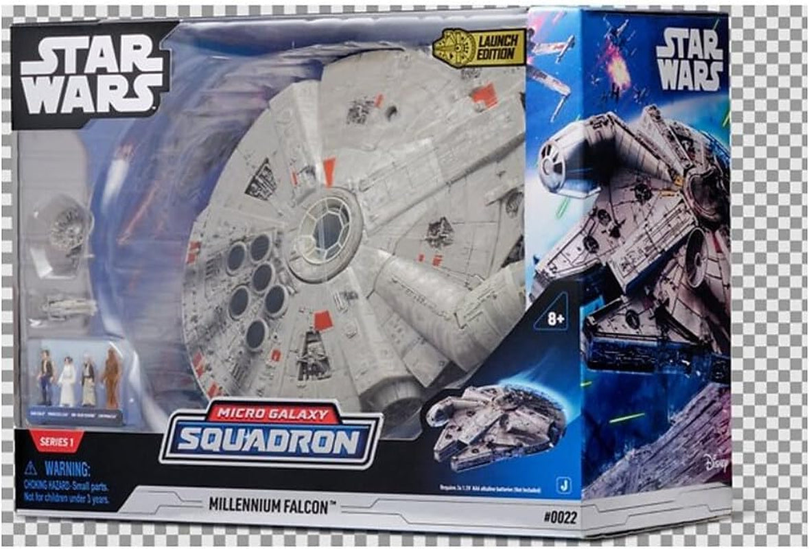 Star Wars Micro Galaxy Squadron SWJ0332 - Millennium Falcon 22,5 cm officiellt fordon med ljus, ljud och actionfigurer Naty Shop