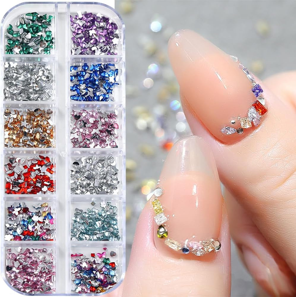 2000st Bunte Strasssteine ​​Nägel Glitzersteine ​​Nail Charms Nailart Edelsteine ​​Nagel Steine ​​Gllitzer Steine ​​Nagel Charms Nägel Zubehör Kristalle Diamant Nageldesign Strass Nail Art Strass Nail Gems