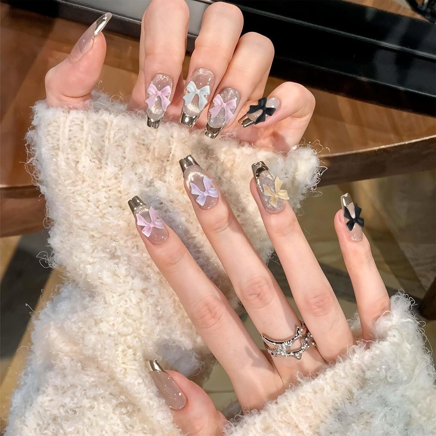100 Stück 3D Nageldekorationsset Schleifen Nagelanhänger Nagelkunst Dekorationen Schleife Für Acrylnägel, Süße Kawaii-Schleifenanhänger, Hübsche Nagel-Schleifenanhänger-Dekoration
