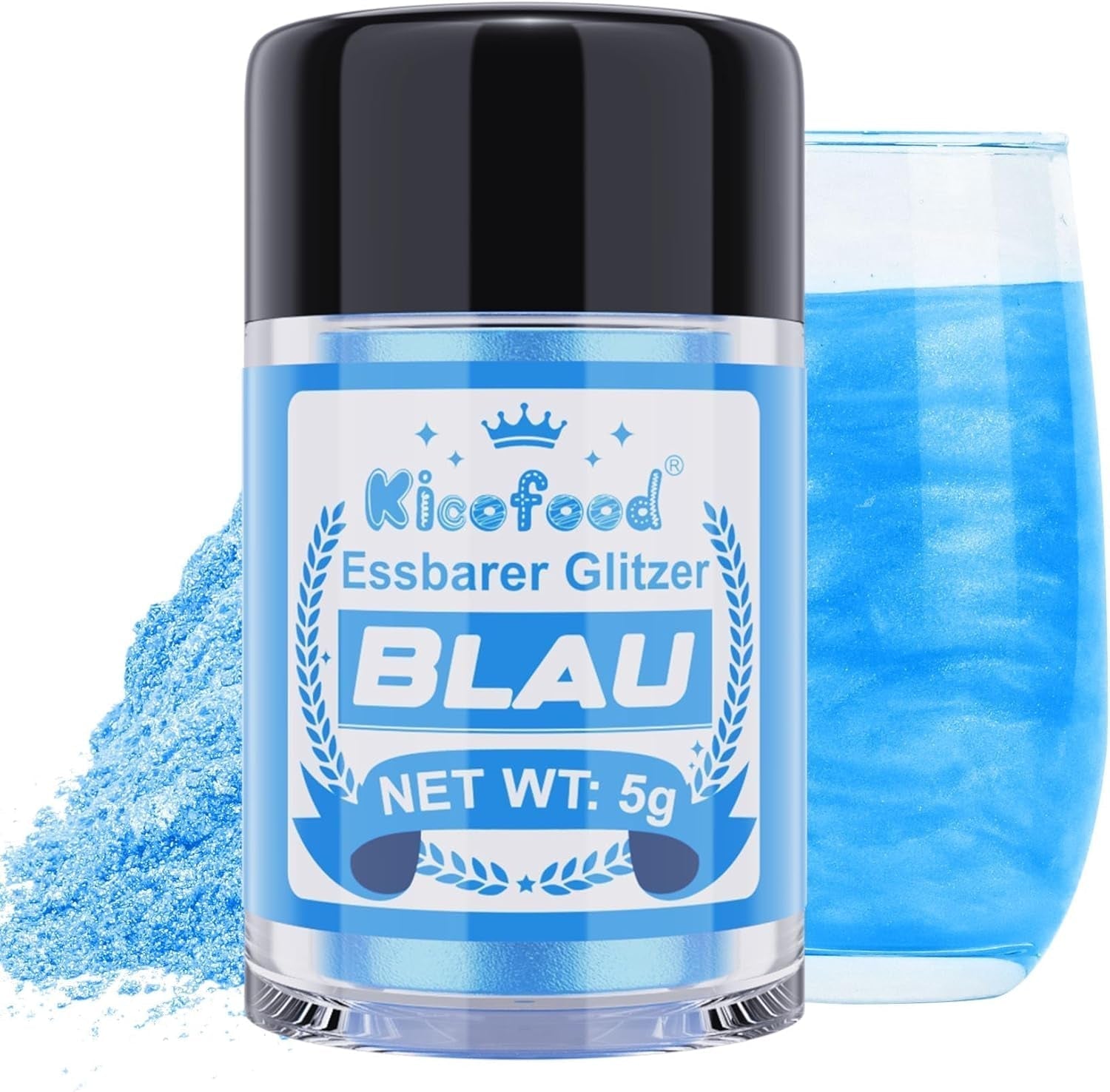 Kicofood, ätbart glitter, 5 gram, olika färger Glitter Naty Shop Blue