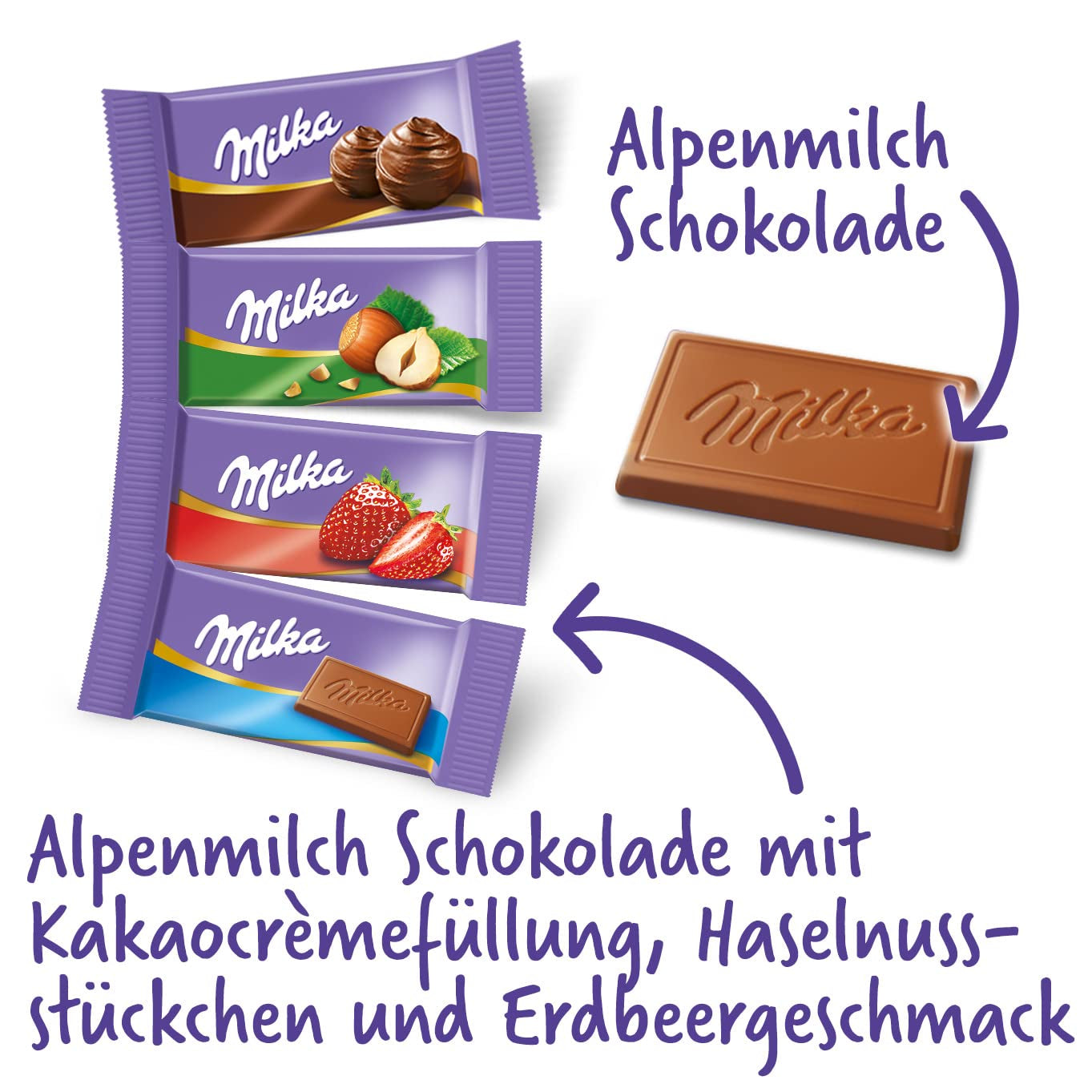 Milka Naps Mix 1 X 1 702 Kg, Mini-Schokoladentäfelchen Aus Alpenmilch, Erdbeer, Haselnuss Und Crème Au Cacao Naty Shop