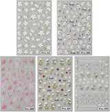 5st Geprägte Gänseblümchen Nagelsticker Selbstklebend Blumen Nagelaufkleber Gänseblümchen Schmetterling Nagel Sticker Nageldesign Aufkleber Nägel Zubehör Blume Nail Sticker Flower Nail Art Stickers