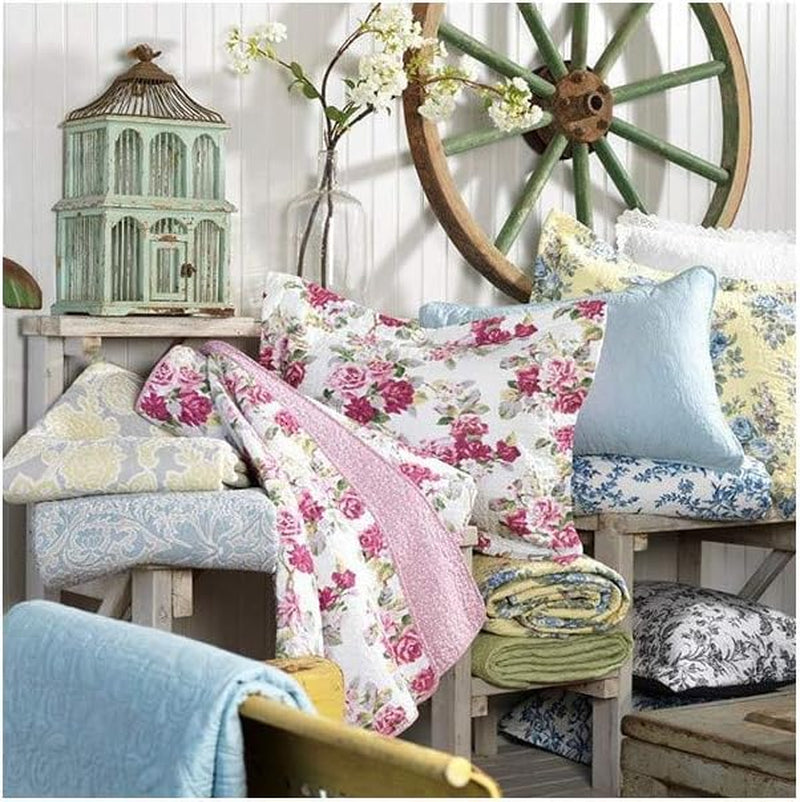 Laura Ashley Home Rüschen Garden Collection täcke, 100 % bomull, Ultramjuk, För alla årstider, Vändbar, Elegant, Dubbelsäng, Krämfärgad (197783) Täcken och täcken Naty Shop