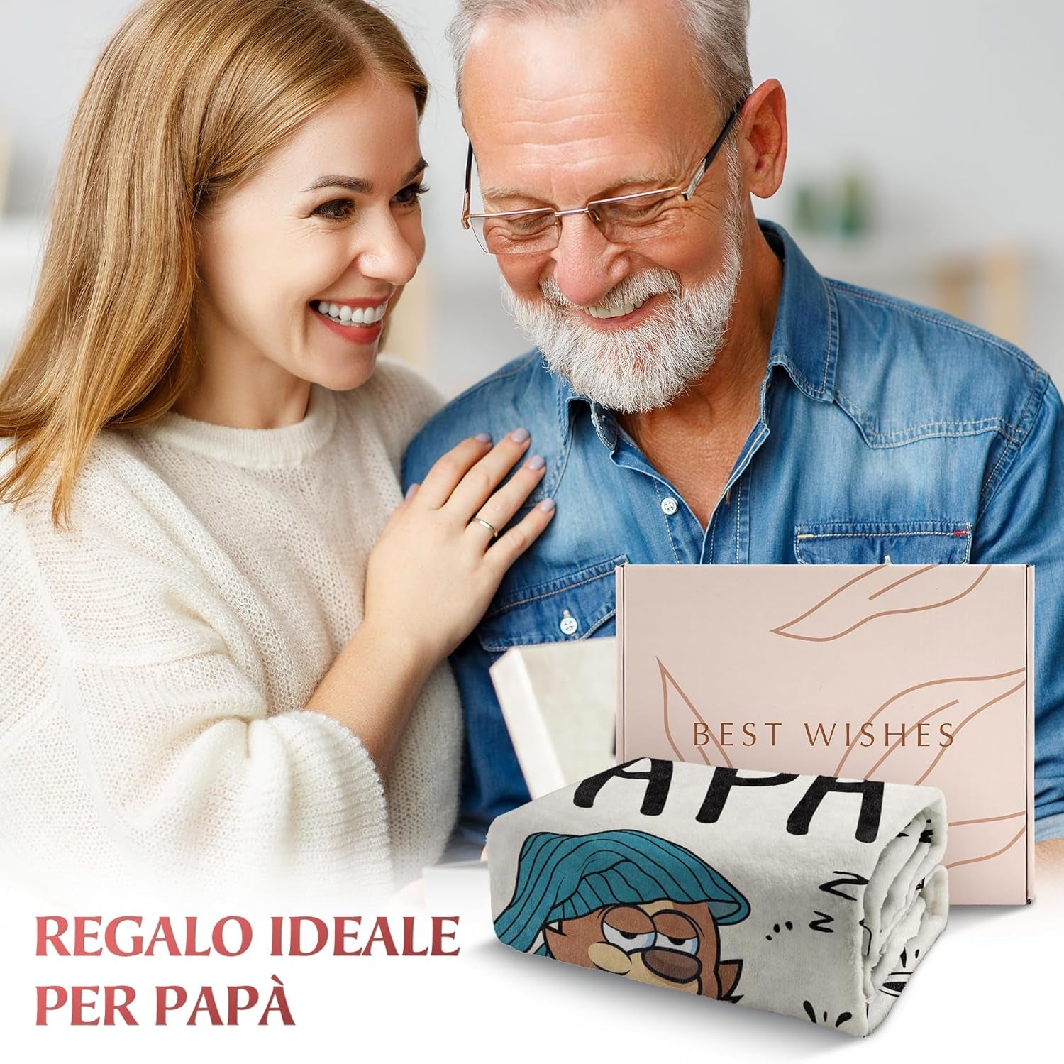 Musaecoin pappa present, pappa födelsedagspresent, presentidéer till pappa, presenter till pappa, 50-60 tums flanellfilt, julklapp till pappa, fars dag present Sängar och filtar musaecoin