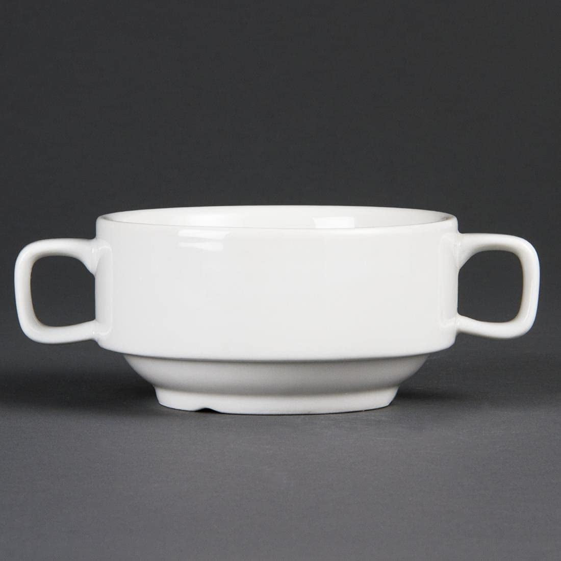 Olympia Whiteware soppskålar med handtag 400ml (6 stycken) - Tål ugn, mikrovågsugn, frys och diskmaskin C239
