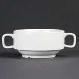 Olympia Whiteware soppskålar med handtag 400ml (6 stycken) - Tål ugn, mikrovågsugn, frys och diskmaskin C239