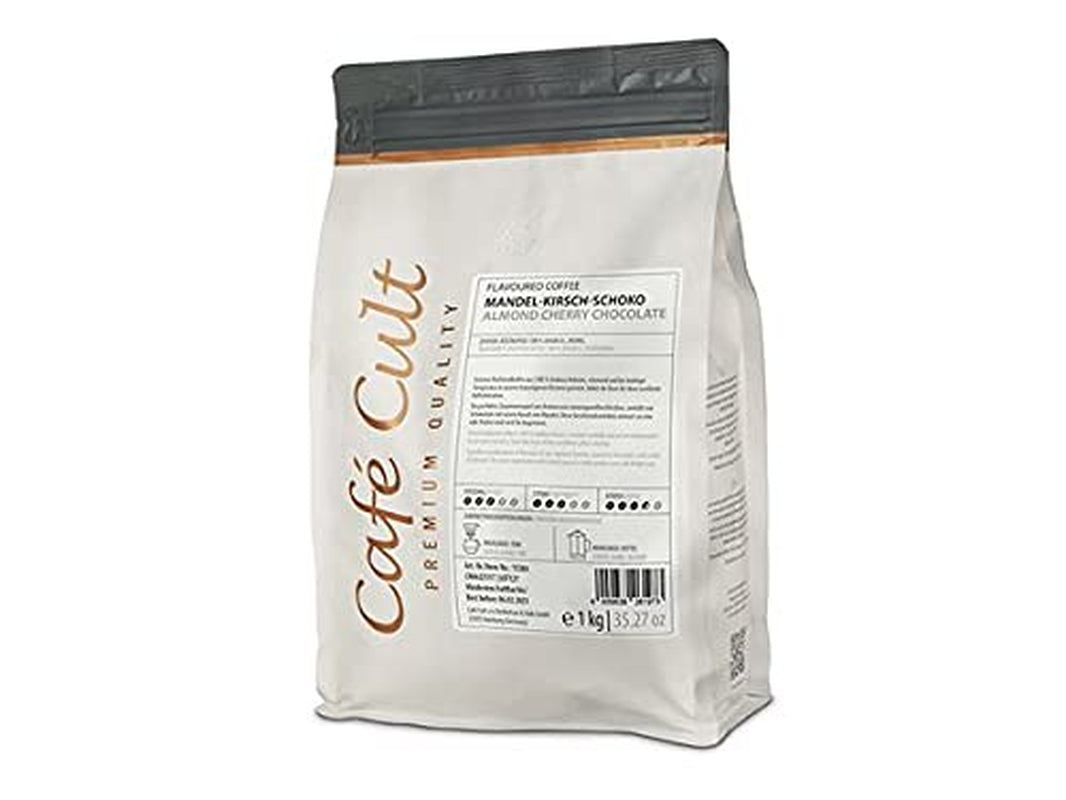 NYTT "Mandel-Körsbär-Choklad" kaffe i 1 kg påse, med smak av hela bönor