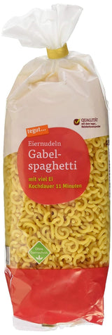 tegut... Nudlar med ägg och gaffelformad spagetti, 1 x 500 g
