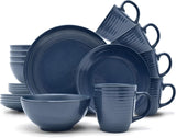 ECHTWERK "Alicia" 16 delar vintage kombinerat servisset Modern design för 4 personer Elegant mörkblått stengods servisset med 4 tallrikar 4 sidotallrikar 4 skålar 4 tekoppar