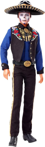 Ken Barbie 2022 Día De Muertos docka med skjorta, väst och sombrero, Calavera ansiktsmålning, present till samlare