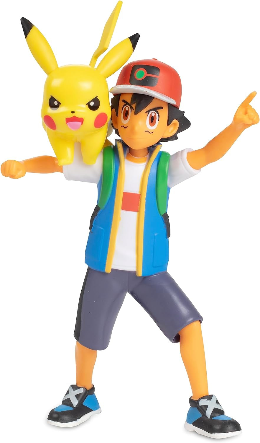 Pokémon Battle redo! 6-delad figuruppsättning - 11,4 Cm Ash & Launching Pikachu, 5,1 Cm Charmander, Rowlet, Piplup, Zorua - Officiellt licensierad - Påskpresent för barn, pojkar, flickor Actionfigurer Naty Shop