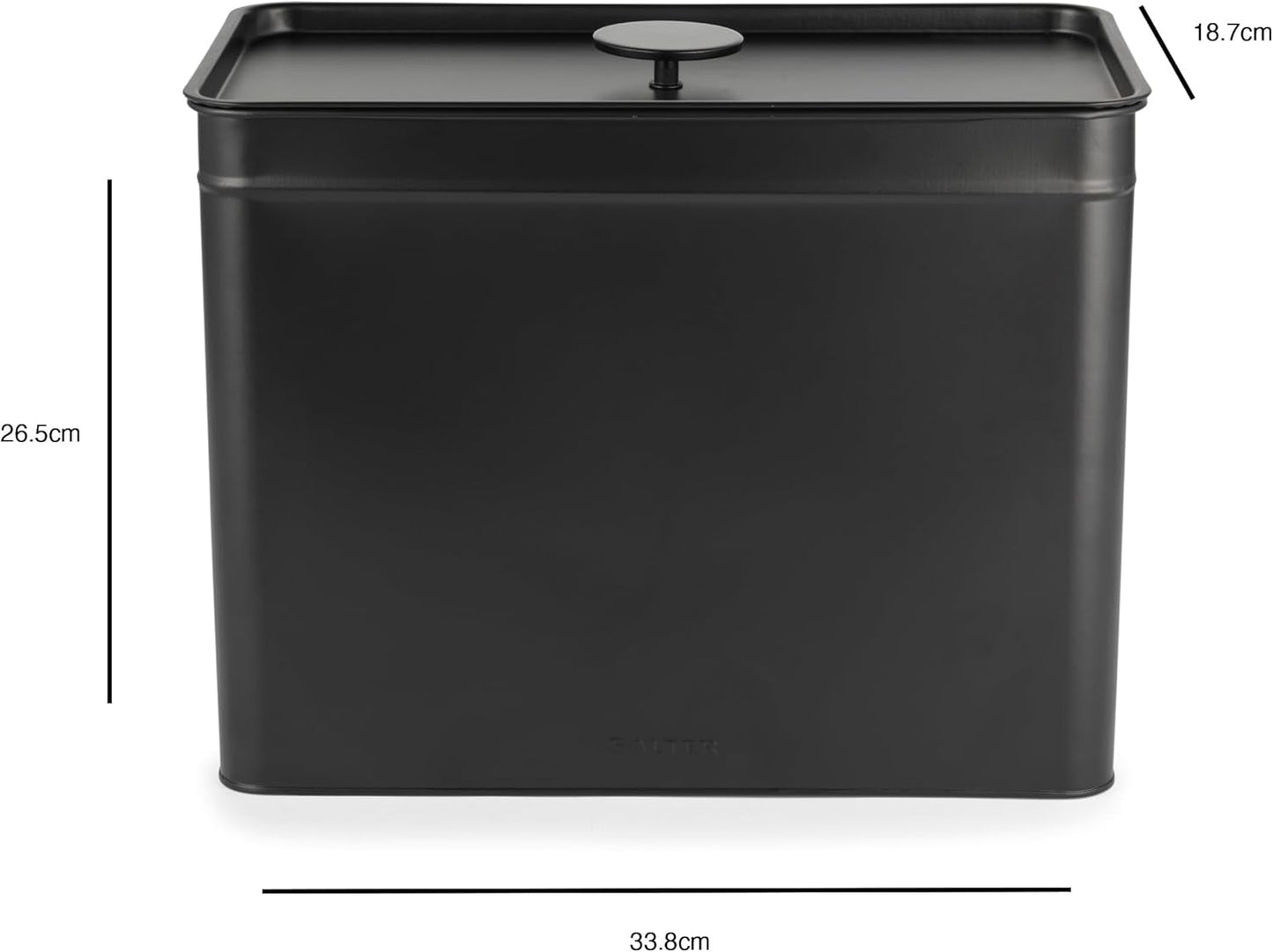 Salter BW12614EU7 Kuro förvaringslådor set - 4 köksbehållare Bröd/te/kaffe/socker Fyrkantiga förvaringslådor Lätt att rengöra Håll maten fräsch Svart matförvaringslådor Naty Shop