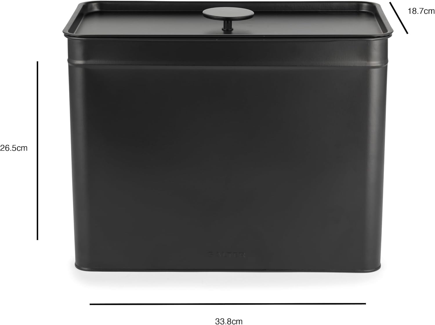 Salter BW12614EU7 Kuro förvaringslådor set - 4 köksbehållare Bröd/te/kaffe/socker Fyrkantiga förvaringslådor Lätt att rengöra Håll maten fräsch Svart matförvaringslådor Naty Shop