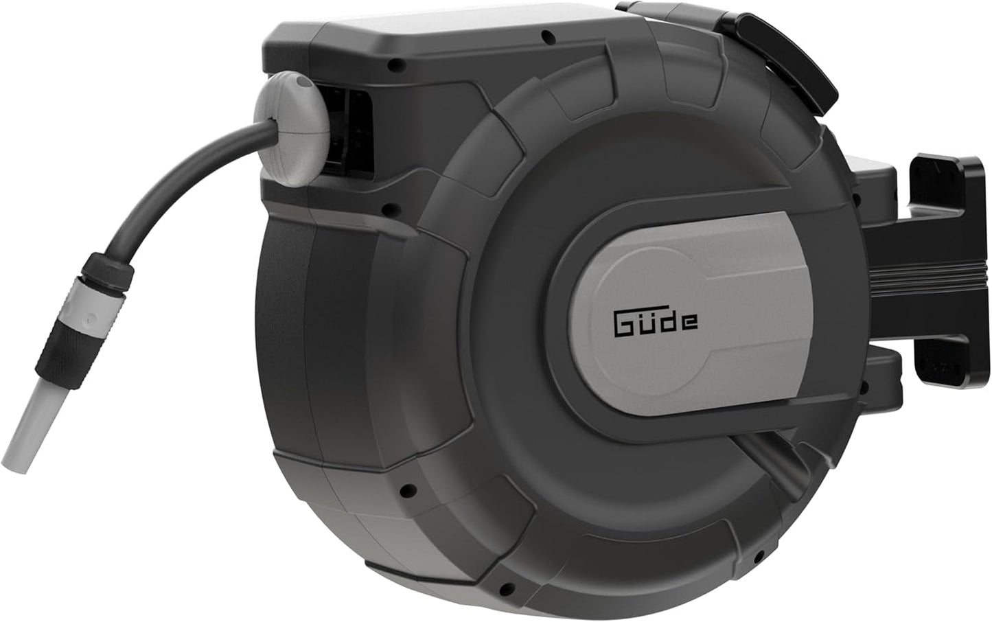 Automatisk slangupprullare Güde 20-2-2 1/2 (för väggmontage, 180° rotation, 20 m slang, vattenspray, väggfäste, automatisk indragning, indragningsstopp, transporthandtag, 2 snabbkopplingar)