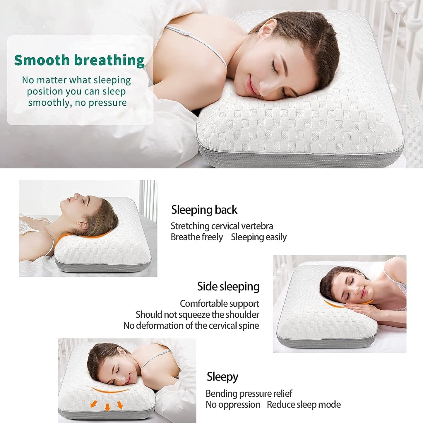 Fityou Memory Foam Kudde Nackstödskudde Ergonomisk sovkudde Kylkudde Dubbelsidig design Tvättbart kuddfodral (67,5X40X13Cm) Cervikala ortopediska kuddar Naty Shop