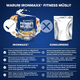 IronMaxx Fitness Müsli - Cookies & Cream, 2 kg påse | Proteinrik vegansk müsli med krispigt innehåll | Låg i socker och hög i fiber