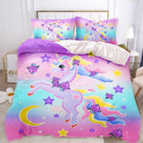 Sängkläder för tjejer, Unicorn, 2 örngott Sängkläder - barn Naty Shop Unicorn regnbåge flerfärgad 135×200 Cm