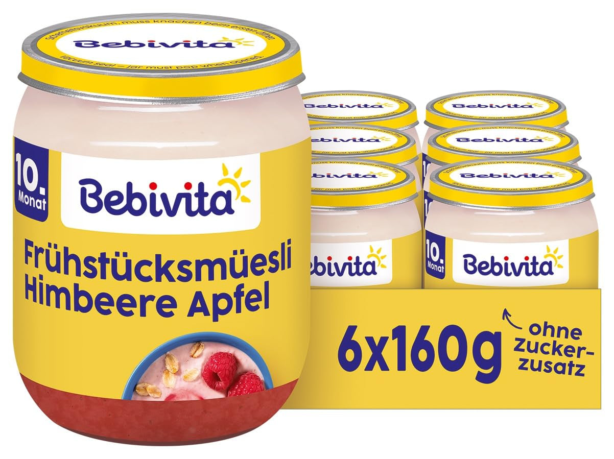 Frukostmüsli med hallon och äpplen, 160g, förpackning om 6 (6 x 160g)