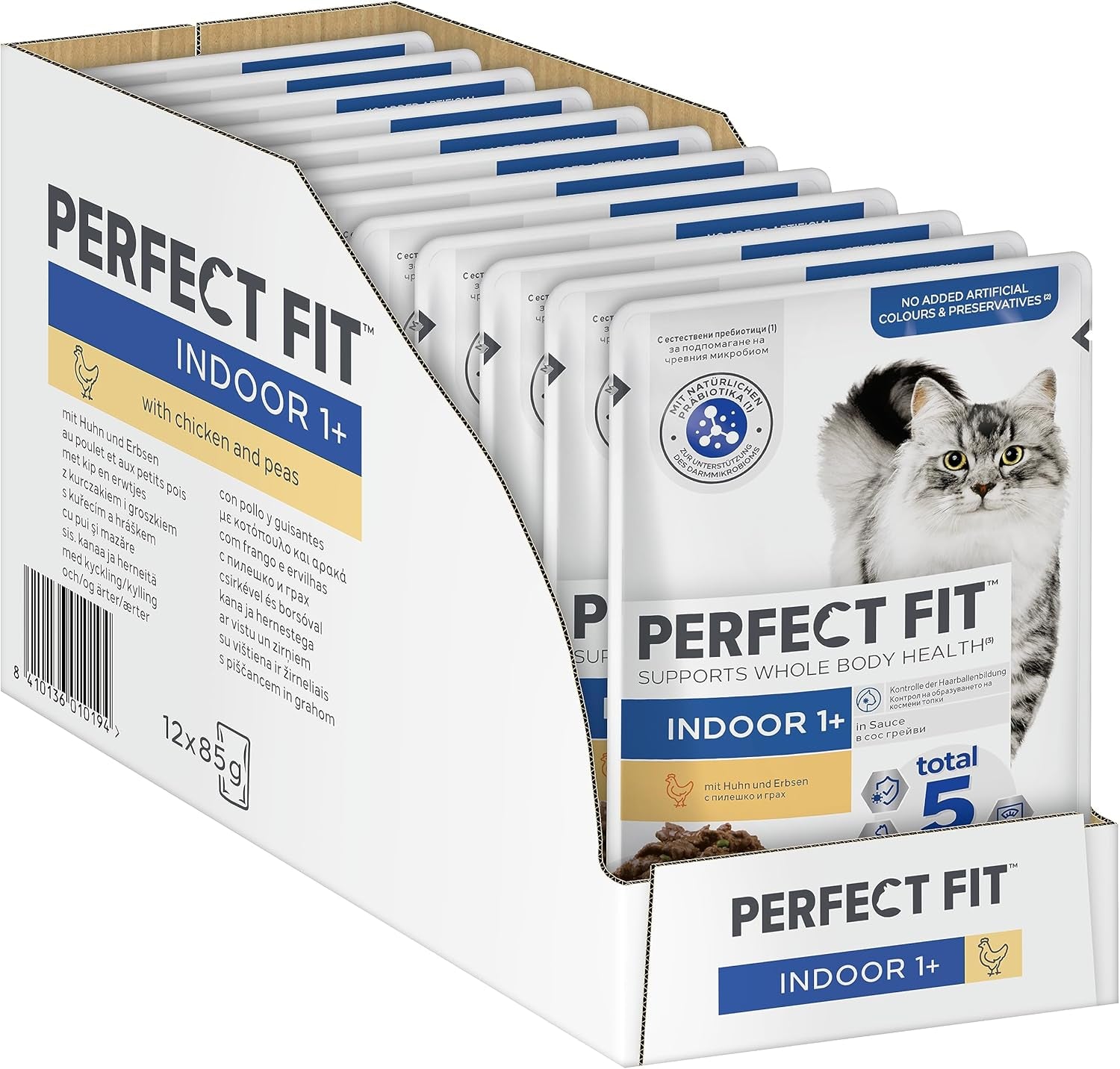 PERFECT FIT™ påsar för katter, inomhus, med kyckling, 12 x 85 g