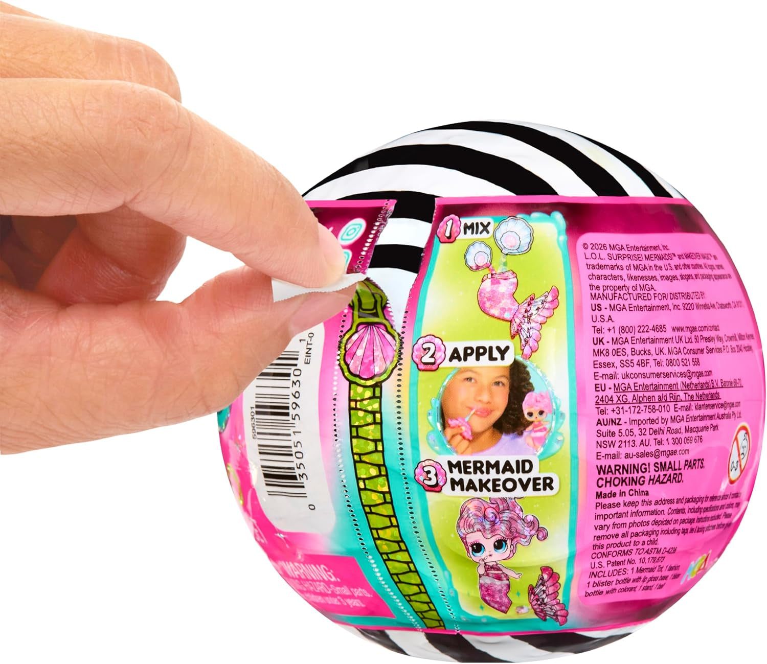 LOL Överraskning! Mermaids Makeover Magic Tots - Riktigt läppglans för dig och din docka att göra själv, mixa och skapa smink, Rolig vattenlek, 6 dockor att samla - Ålder 4+