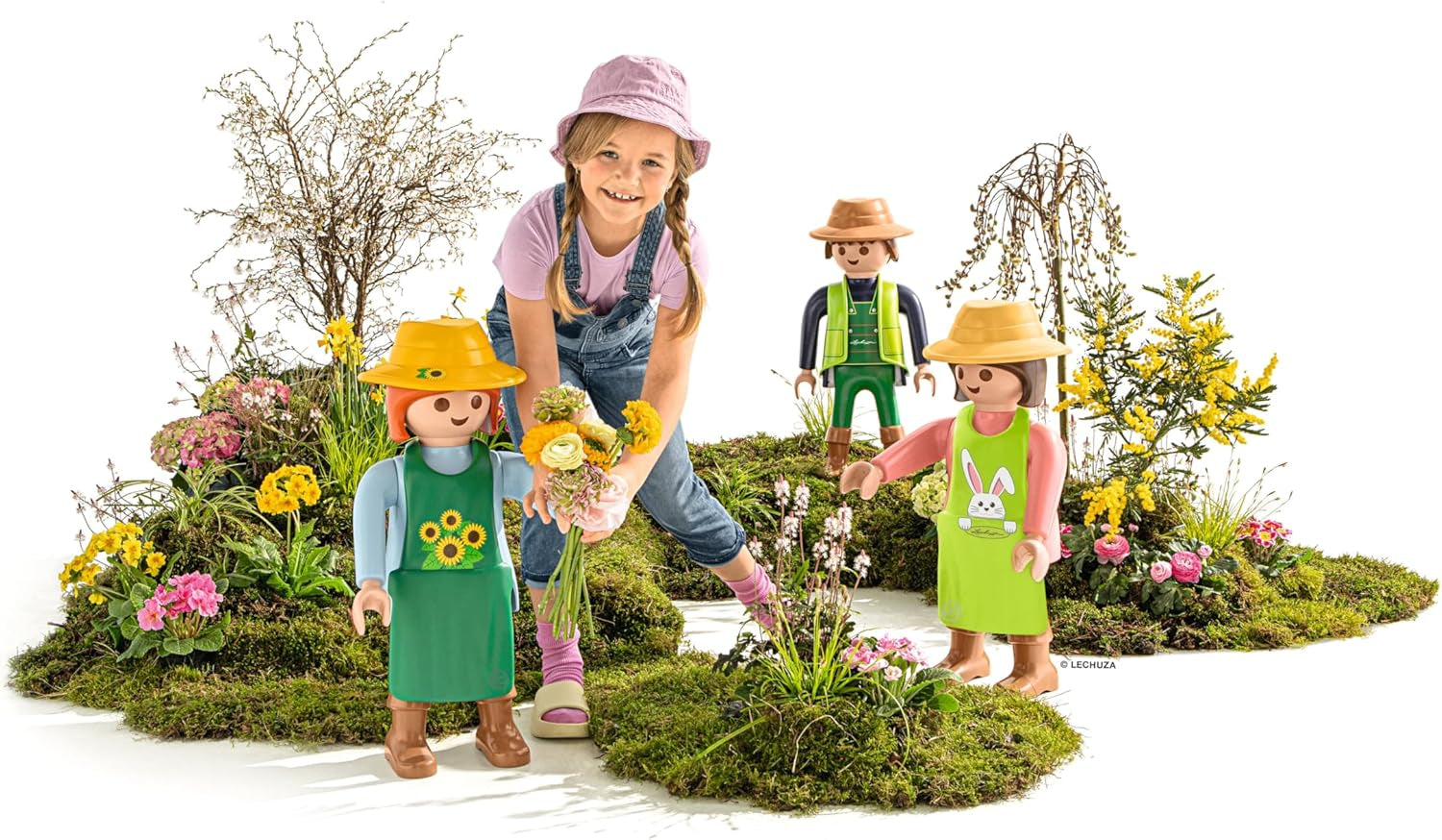 LECHUZA Gardener 2021 - Solros (62,5 cm), grön/ljusblå