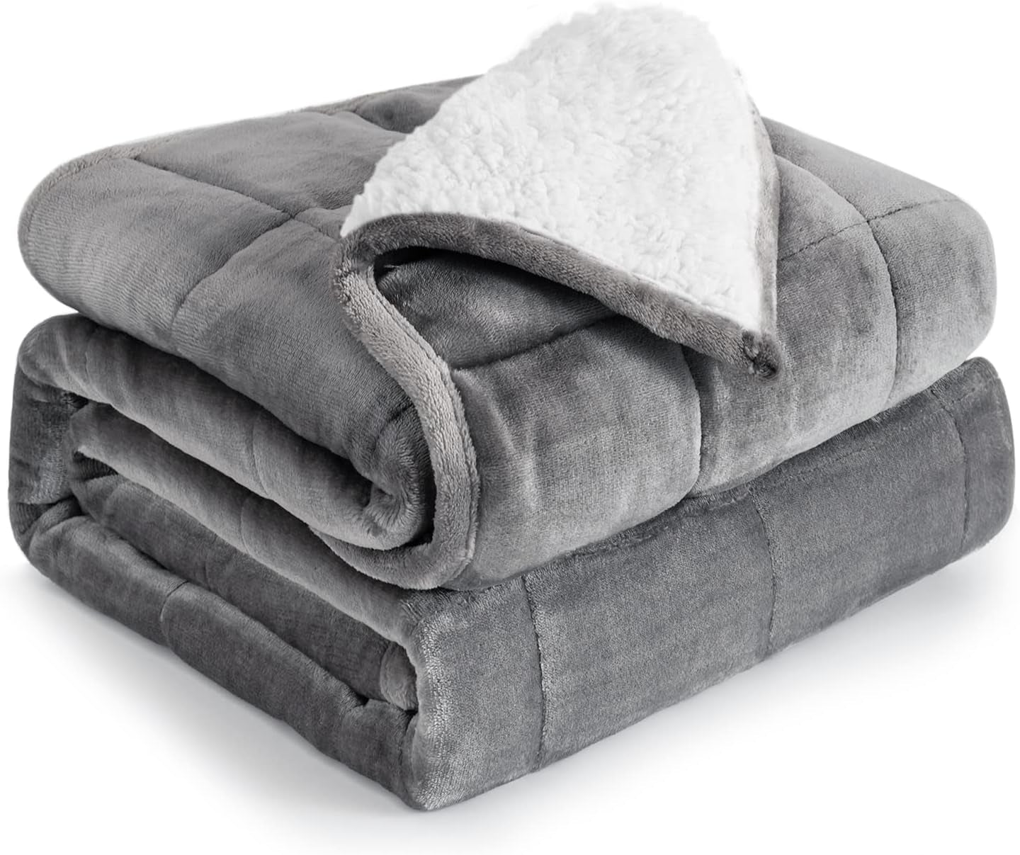 Bomullsblå tyngdfilt 6,8 kg queen size flanell Shaggy Sherpa tyngdfilt för vuxna Bekväma tyngdfiltar för att lugna och slappna av.