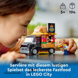 LEGO City Burger Truck Byggset med leksaksbil för 5-åringar, Food Truck minifigur och tillbehör, rolig present till pojkar och flickor 60404 Byggset Besuche den LEGO-Store