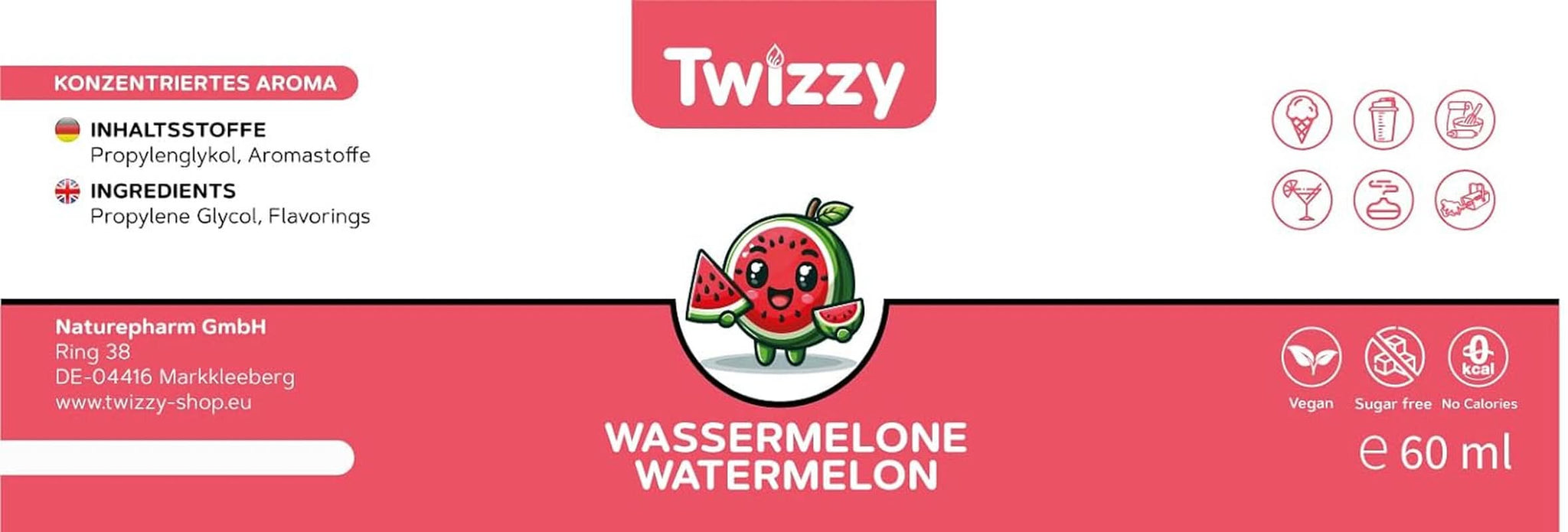 Twizzy Watermelon, Food Flavoring - 60 ml - Intensiv arom Arome Naty Shop