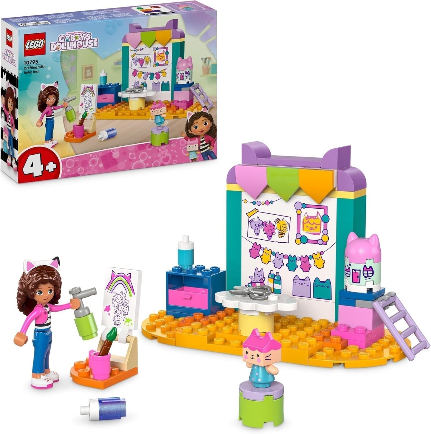 LEGO 4+ Gabbys dockskåp Hantverkskul med babylåda, rollspelsset, skapande konst och hantverksset för flickor och pojkar 4 år gamla, modell leksakshus 10795 Byggset Besuche den LEGO-Store Standardtitel