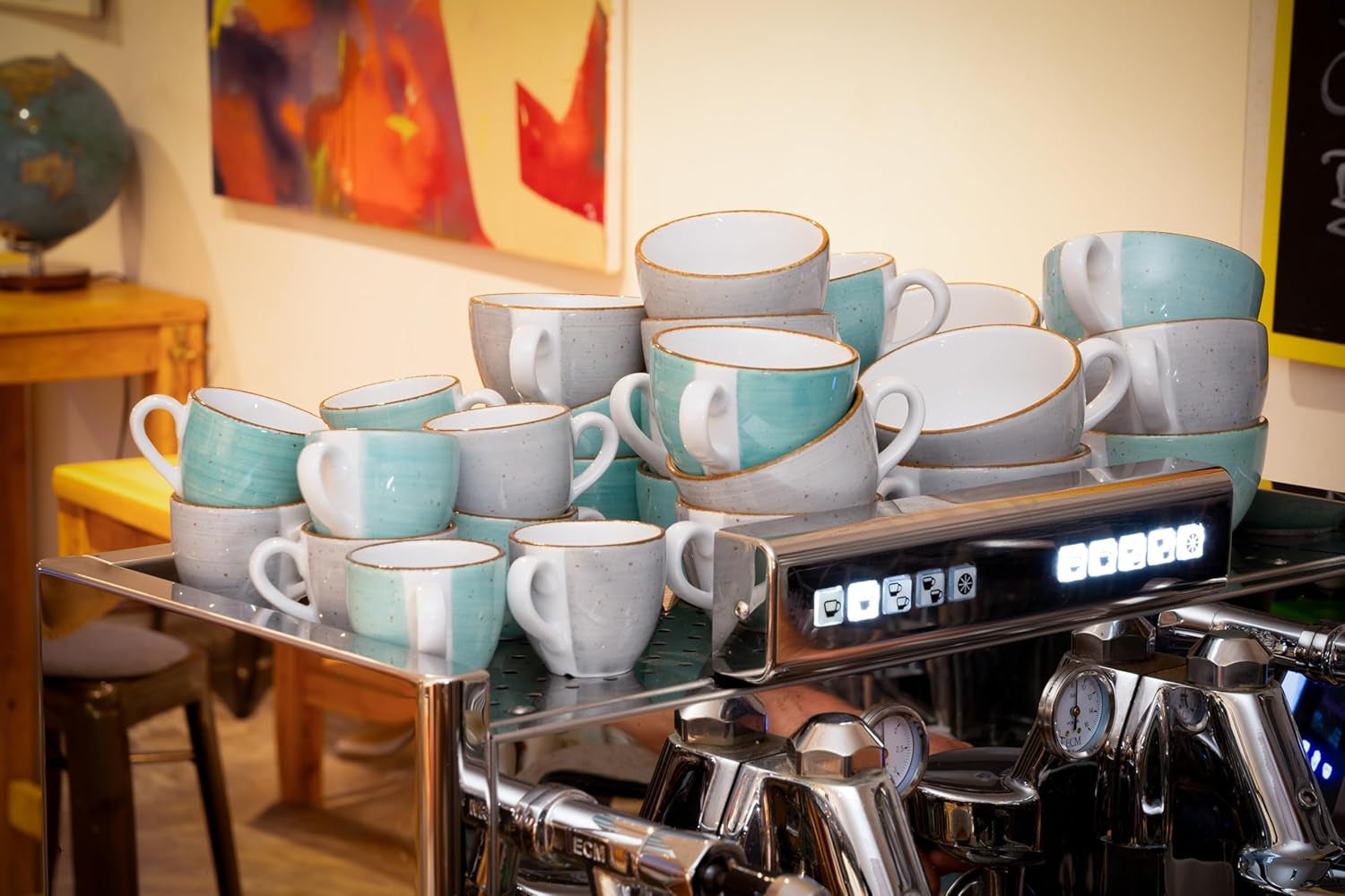 Creatable 34042 Vintage Nature Aqua Series 8 delar servisset för 4 porslin kaffekoppsset Diskmaskin och mikrovågssäker tillverkad i Europa