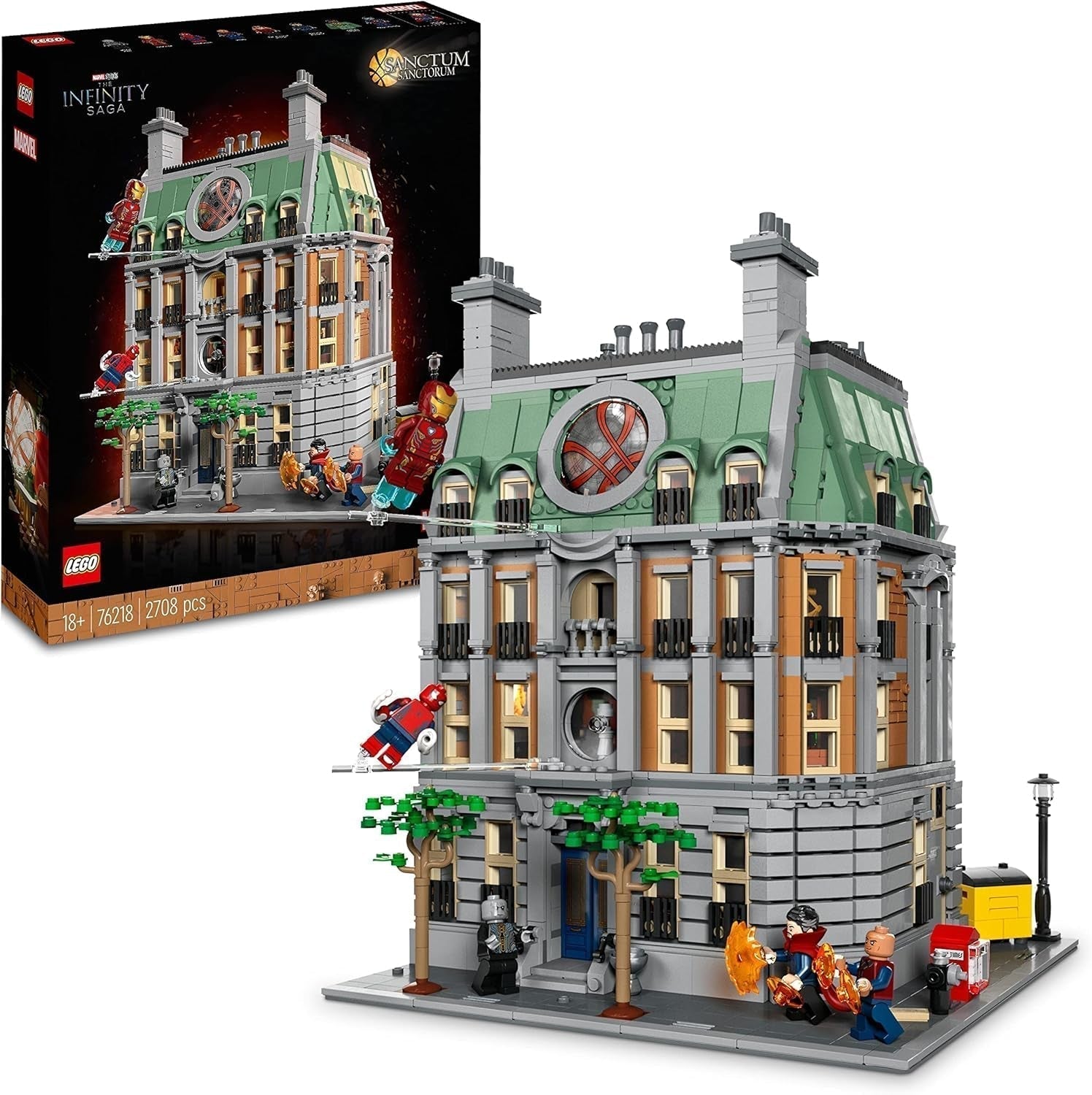 LEGO Marvel Sanctum Sanctorum 3-vånings modulbyggt byggset med Doctor Strange och Iron Man minifigurer Avengers: Endgame Toy House Fan Samlarobjekt Stort rumsdekor 76218 Byggset Besuche den LEGO-Store Single