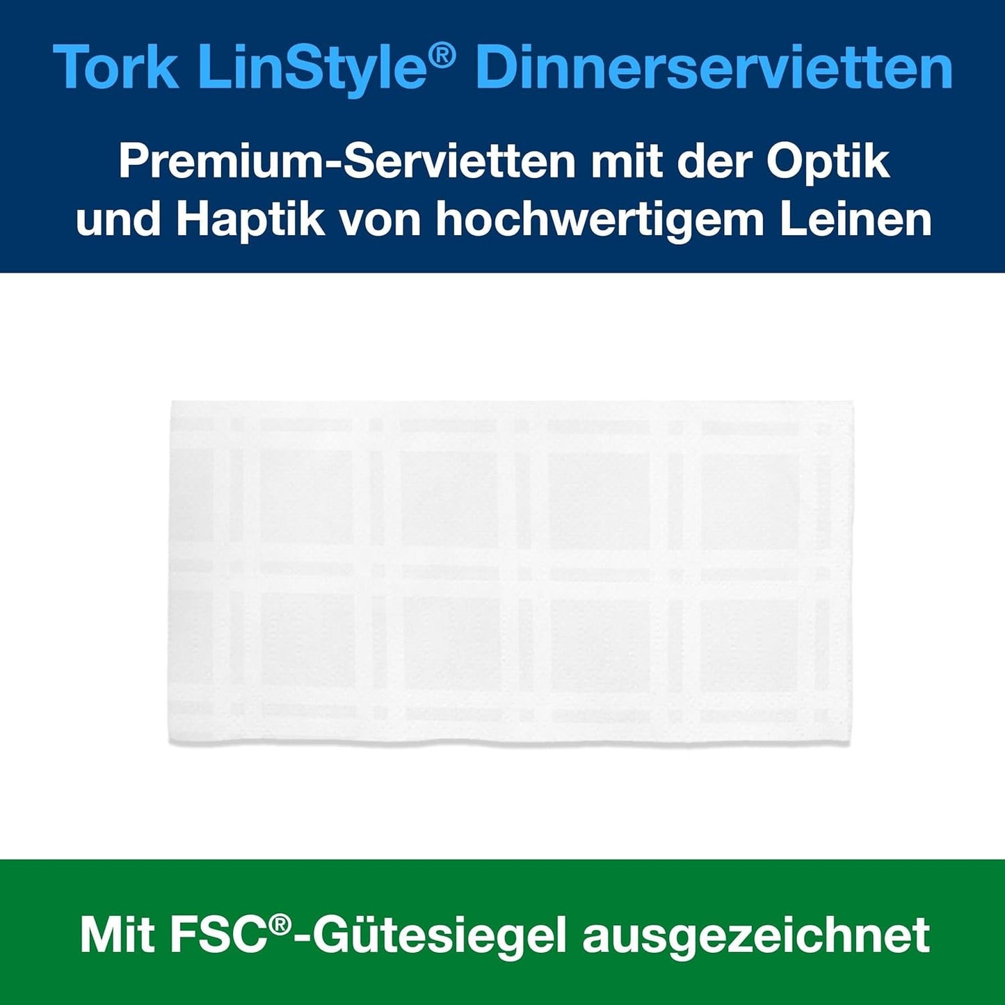 Tork Linstyle Vita Bordsservetter, 1/4 vik, 19,5 × 19,5 cm, 14 N50 Servetter, 509410